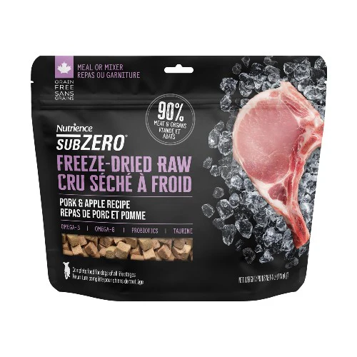 Nourriture Nutrience SubZero Cru Séché à froid pour chien, Repas de Porc et Pomme