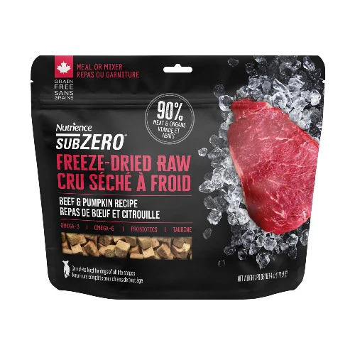 Nourriture Nutrience SubZero Cru Séché à froid pour chien, Repas de Boeuf et citrouille